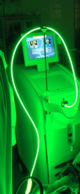 Láser verde en funcionamiento