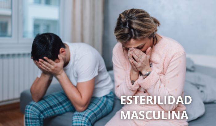 Pareja de hombre y mujer, sentados en la cama con las manos en la cara
