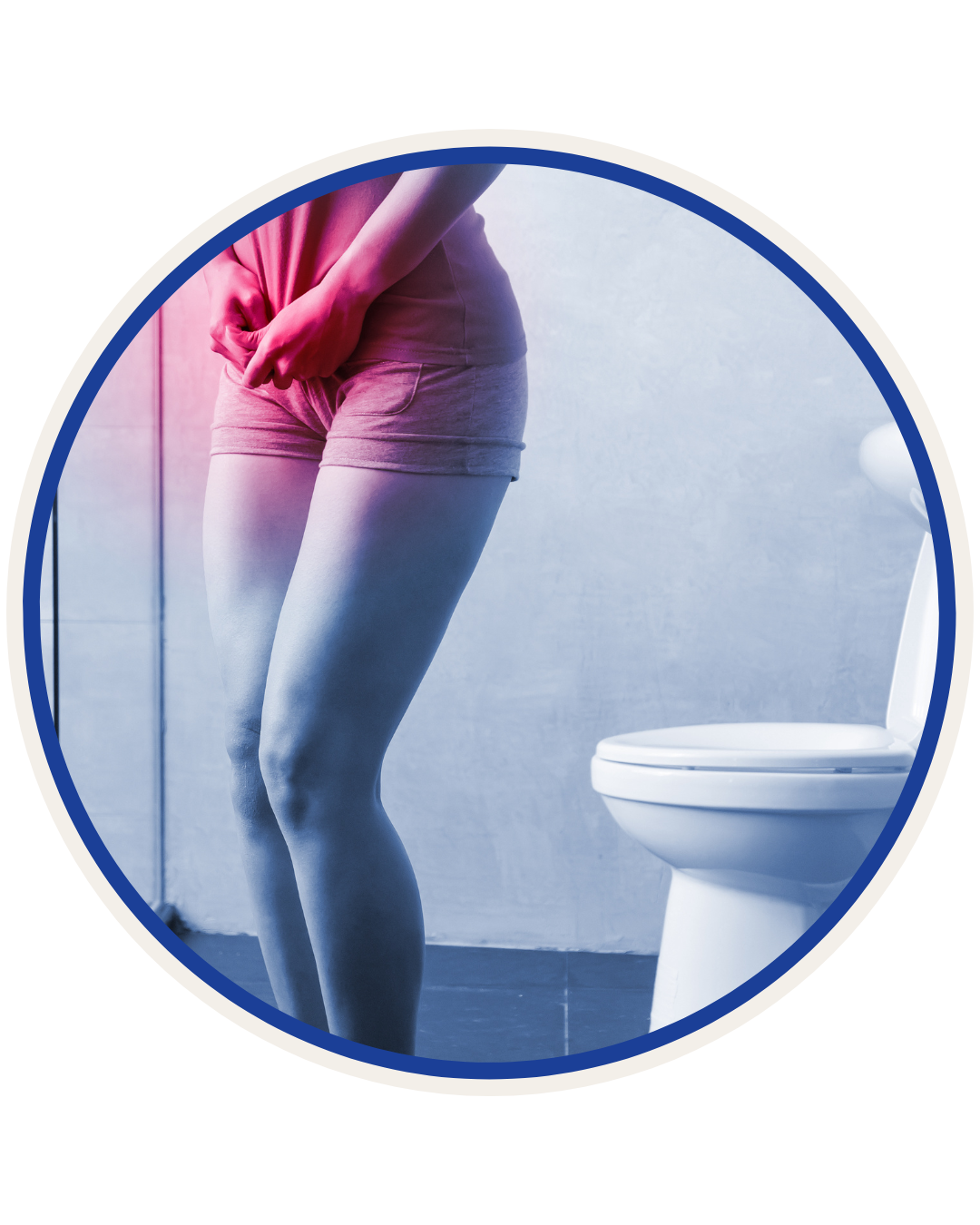 Mujer en el baño con dolor